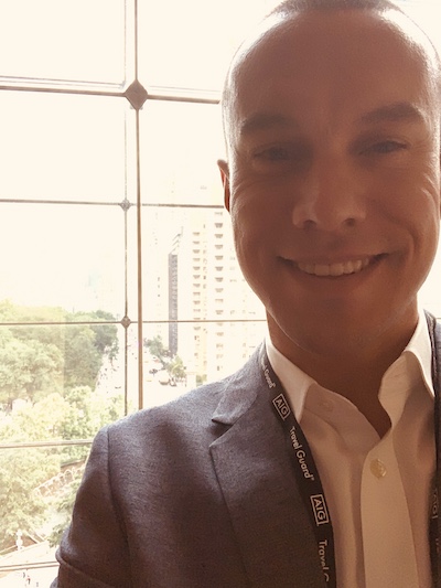 the author at a hotel conference in New York